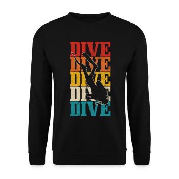 Tauchen Lustig Vintage Taucher Geschenk - Unisex Pullover - Schwarz - Vorne - Alina (178cm) & Michal (187cm)