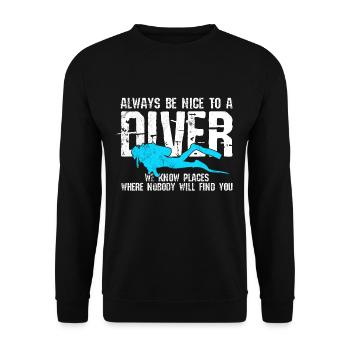 Diving Funny Vintage Diver Gift - Unisex Sweatshirt - black - Front - Alina (178cm) & Michal (187cm)