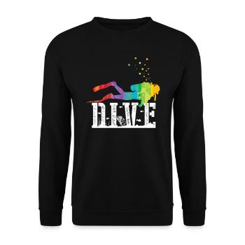 Diving Funny Vintage Diver Gift - Unisex Sweatshirt - black - Front - Alina (178cm) & Michal (187cm)