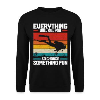 Diving Funny Vintage Diver Gift - Unisex Sweatshirt - black - Front - Alina (178cm) & Michal (187cm)