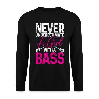 Bassist Bass Gitarre Lustiges Geschenk - Unisex Pullover - Schwarz - Vorne - Alina (178cm) & Michal (187cm)