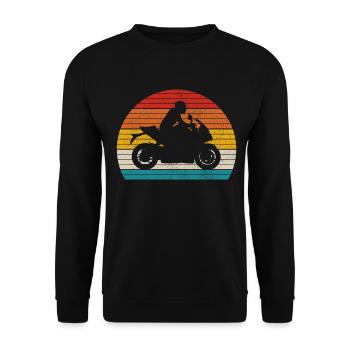 Motorrad Biker Lustiges Geschenk - Unisex Pullover - Schwarz - Vorne - Alina (178cm) & Michal (187cm)