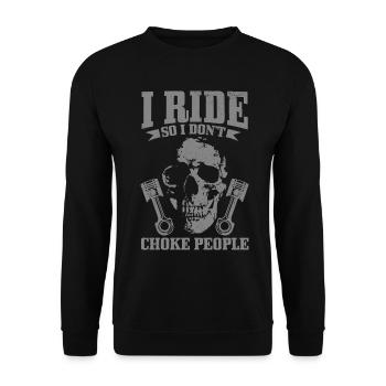 Motorrad Biker Lustiges Geschenk - Unisex Pullover - Schwarz - Vorne - Alina (178cm) & Michal (187cm)