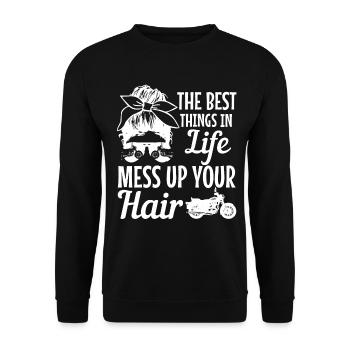 Motorrad Biker Lustiges Geschenk - Unisex Pullover - Schwarz - Vorne - Alina (178cm) & Michal (187cm)