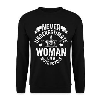 Motorrad Biker Lustiges Geschenk - Unisex Pullover - Schwarz - Vorne - Alina (178cm) & Michal (187cm)