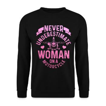 Motorrad Biker Lustiges Geschenk - Unisex Pullover - Schwarz - Vorne - Alina (178cm) & Michal (187cm)