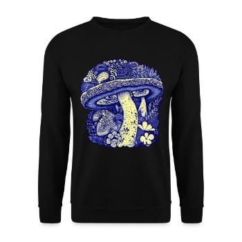 Fleuri champignon bleu Nature amant Floral - Sweat-shirt Unisexe - noir - Devant - Alina (178cm) & Michal (187cm)