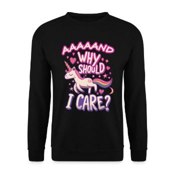 Einhorn, warum sollte ich mich für lustige Kinder interessieren? - Unisex Pullover - Schwarz - Vorne - Alina (178cm) & Michal (187cm)
