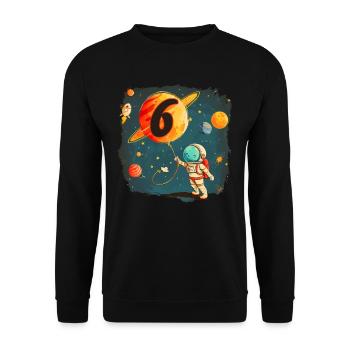 Astronaute Garçon 6e Anniversaire Univers Coloré - Sweat-shirt Unisexe - noir - Devant - Alina (178cm) & Michal (187cm)