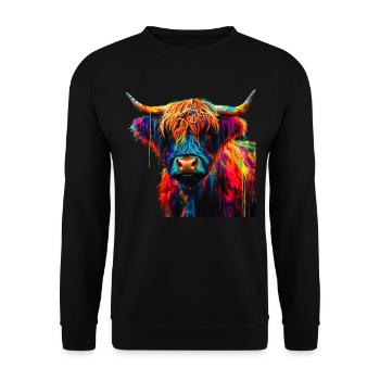 Niedliche Highland-Kuh Schottische Highlands Bunt - Unisex Pullover - Schwarz - Vorne - Alina (178cm) & Michal (187cm)