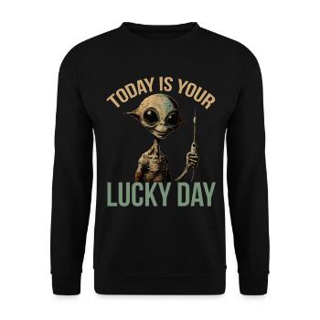 Drôle Alien Probe Space Invasion UFO Jour De Chance - Sweat-shirt Unisexe - noir - Devant - Alina (178cm) & Michal (187cm)
