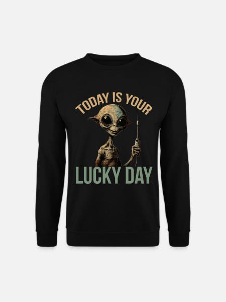 Lustige Alien-Sonde Weltrauminvasion UFO Glückstag - Unisex Pullover - Schwarz