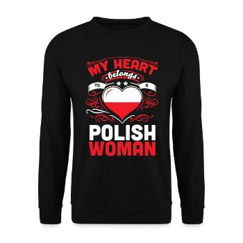 Mon cœur appartient à une femme polonaise amour Saint-Valentin - Sweat-shirt Unisexe - noir - Devant - Alina (178cm) & Michal (187cm)