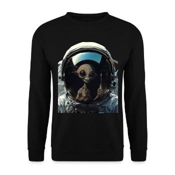Urkomische Alien-Entführung Lustige Sonden-Astronautin - Unisex Pullover - Schwarz - Vorne - Alina (178cm) & Michal (187cm)