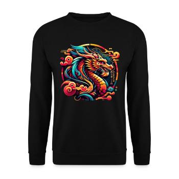 Year Of The Dragon 2024 Chinese Zodiac Lucky - Unisex Sweatshirt - black - Front - Alina (178cm) & Michal (187cm)