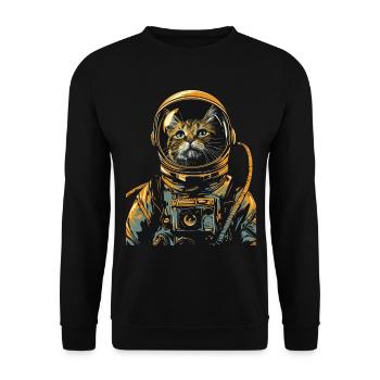 Astronaut Cat Space Explorer Funny - Unisex Sweatshirt - black - Front - Alina (178cm) & Michal (187cm)