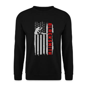Schmieden Schmied Hufschmied Geschenk - Unisex Pullover - Schwarz - Vorne - Alina (178cm) & Michal (187cm)