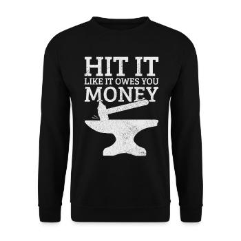 Schmieden Schmied Hufschmied Geschenk - Unisex Pullover - Schwarz - Vorne - Alina (178cm) & Michal (187cm)
