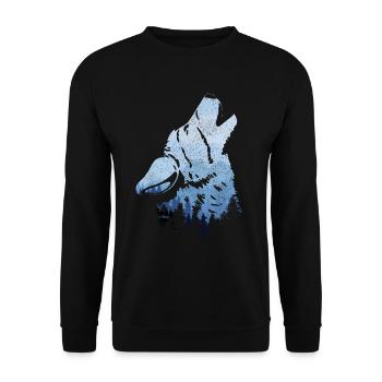 Heulender Wolf Geschenk - Unisex Pullover - Schwarz - Vorne - Alina (178cm) & Michal (187cm)