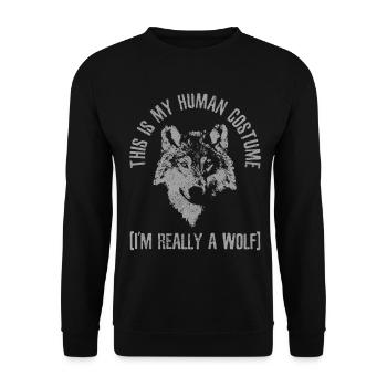 Wolf Kostüm Geschenk - Unisex Pullover - Schwarz - Vorne - Alina (178cm) & Michal (187cm)