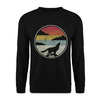 Wolf Gift Retro Vintage - Unisex Sweatshirt - black - Front - Alina (178cm) & Michal (187cm)