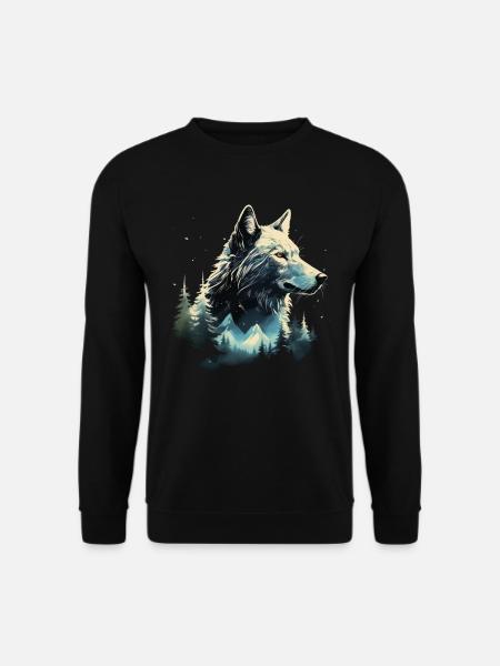 Wolf Berge Natur Geschenk - Unisex Pullover - Schwarz