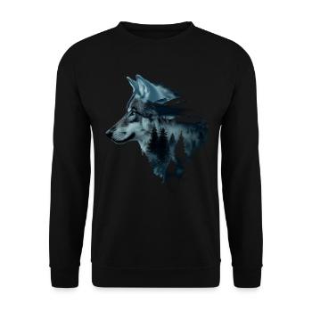 Wolf Natur Camping Wandern Geschenk - Unisex Pullover - Schwarz - Vorne - Alina (178cm) & Michal (187cm)