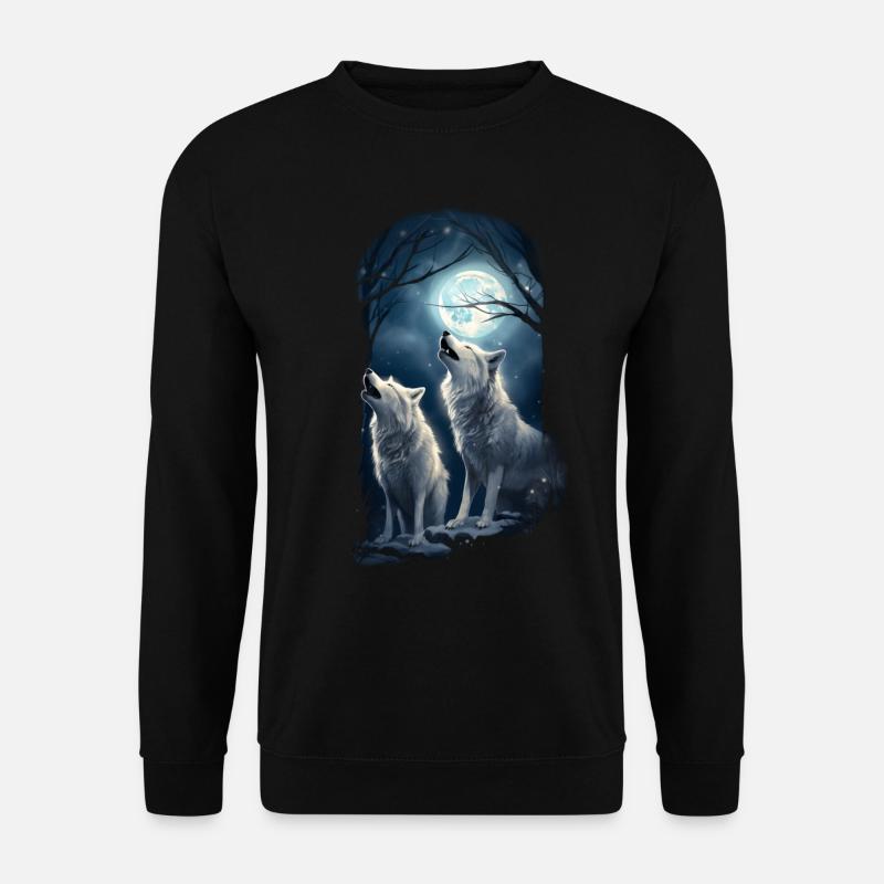 Weißer Wolf Geschenk - Unisex Pullover - Schwarz