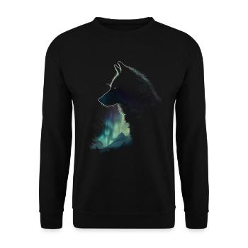 Loup aurores boréales Finlande cadeau - Sweat-shirt Unisexe - noir - Devant - Alina (178cm) & Michal (187cm)