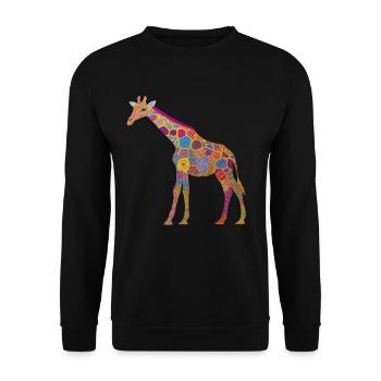Bunte Giraffe Tier Muster Kinder Geschenk - Unisex Pullover - Schwarz - Vorne - Alina (178cm) & Michal (187cm)
