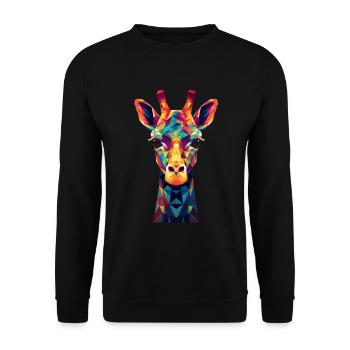 Giraffe Polygon Tier Geschenk - Unisex Pullover - Schwarz - Vorne - Alina (178cm) & Michal (187cm)