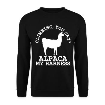 Llama Alpaca Climbing Bouldering Gift - Unisex Sweatshirt - black - Front - Alina (178cm) & Michal (187cm)