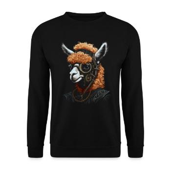 Llama Alpaca Steampunk Vintage Gift - Unisex Sweatshirt - black - Front - Alina (178cm) & Michal (187cm)