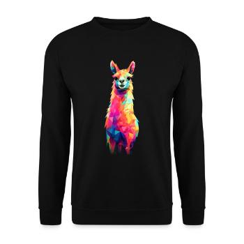 Llama Alpaca Vintage Gift - Unisex Sweatshirt - black - Front - Alina (178cm) & Michal (187cm)