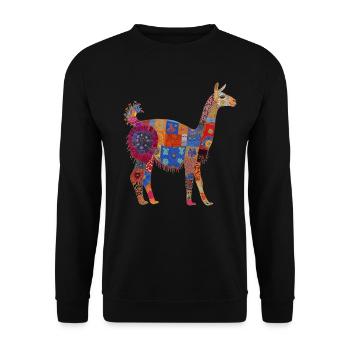 Llama Alpaca Vintage Gift - Unisex Sweatshirt - black - Front - Alina (178cm) & Michal (187cm)