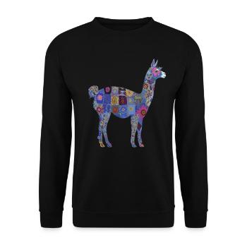 Llama Alpaca Vintage Gift - Unisex Sweatshirt - black - Front - Alina (178cm) & Michal (187cm)