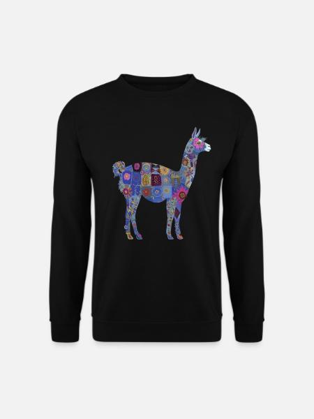 Lama Alpaka Vintage Geschenk - Unisex Pullover - Schwarz