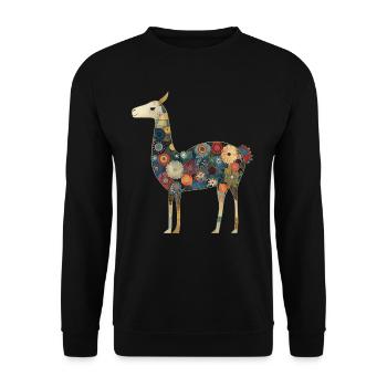Llama Alpaca Vintage Gift - Unisex Sweatshirt - black - Front - Alina (178cm) & Michal (187cm)