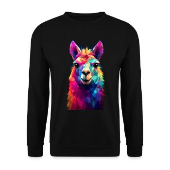Llama Alpaca Vintage Gift - Unisex Sweatshirt - black - Front - Alina (178cm) & Michal (187cm)