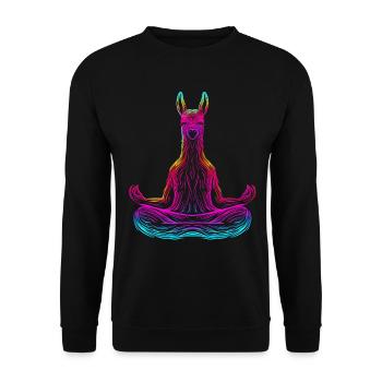 Llama Alpaca Vintage Gift - Unisex Sweatshirt - black - Front - Alina (178cm) & Michal (187cm)