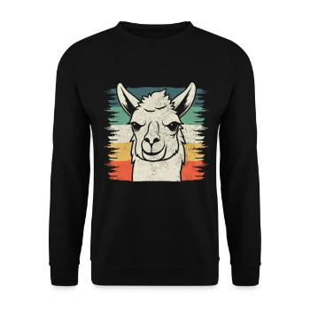 Llama Alpaca Vintage Gift - Unisex Sweatshirt - black - Front - Alina (178cm) & Michal (187cm)