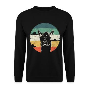 Llama Alpaca Vintage Gift - Unisex Sweatshirt - black - Front - Alina (178cm) & Michal (187cm)