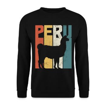 Peru Llama Alpaca Vintage Gift - Unisex Sweatshirt - black - Front - Alina (178cm) & Michal (187cm)