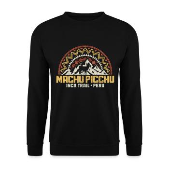 Souvenir d’alpaga lama du Machu Picchu - Sweat-shirt Unisexe - noir - Devant - Alina (178cm) & Michal (187cm)