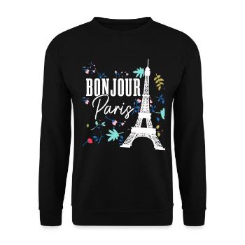 Paris Frankreich Eiffelturm Souvenir - Unisex Pullover - Schwarz - Vorne - Alina (178cm) & Michal (187cm)
