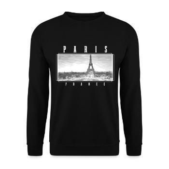 Paris, France, Tour Eiffel, Souvenir - Sweat-shirt Unisexe - noir - Devant - Alina (178cm) & Michal (187cm)
