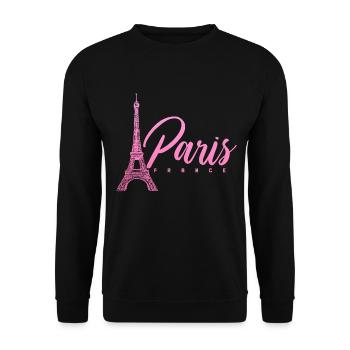 Paris, France, Tour Eiffel, Souvenir - Sweat-shirt Unisexe - noir - Devant - Alina (178cm) & Michal (187cm)