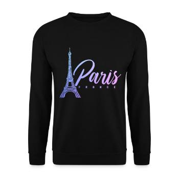 Paris, France, Tour Eiffel, Souvenir - Sweat-shirt Unisexe - noir - Devant - Alina (178cm) & Michal (187cm)