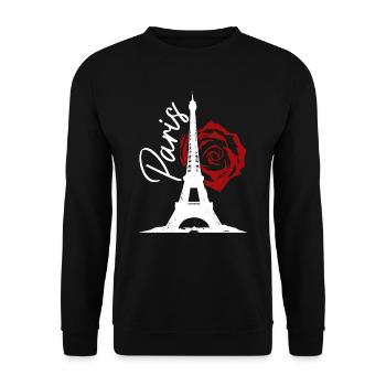 Paris, France, Tour Eiffel, Souvenir - Sweat-shirt Unisexe - noir - Devant - Alina (178cm) & Michal (187cm)