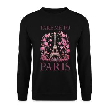Paris, France, Tour Eiffel, Souvenir - Sweat-shirt Unisexe - noir - Devant - Alina (178cm) & Michal (187cm)